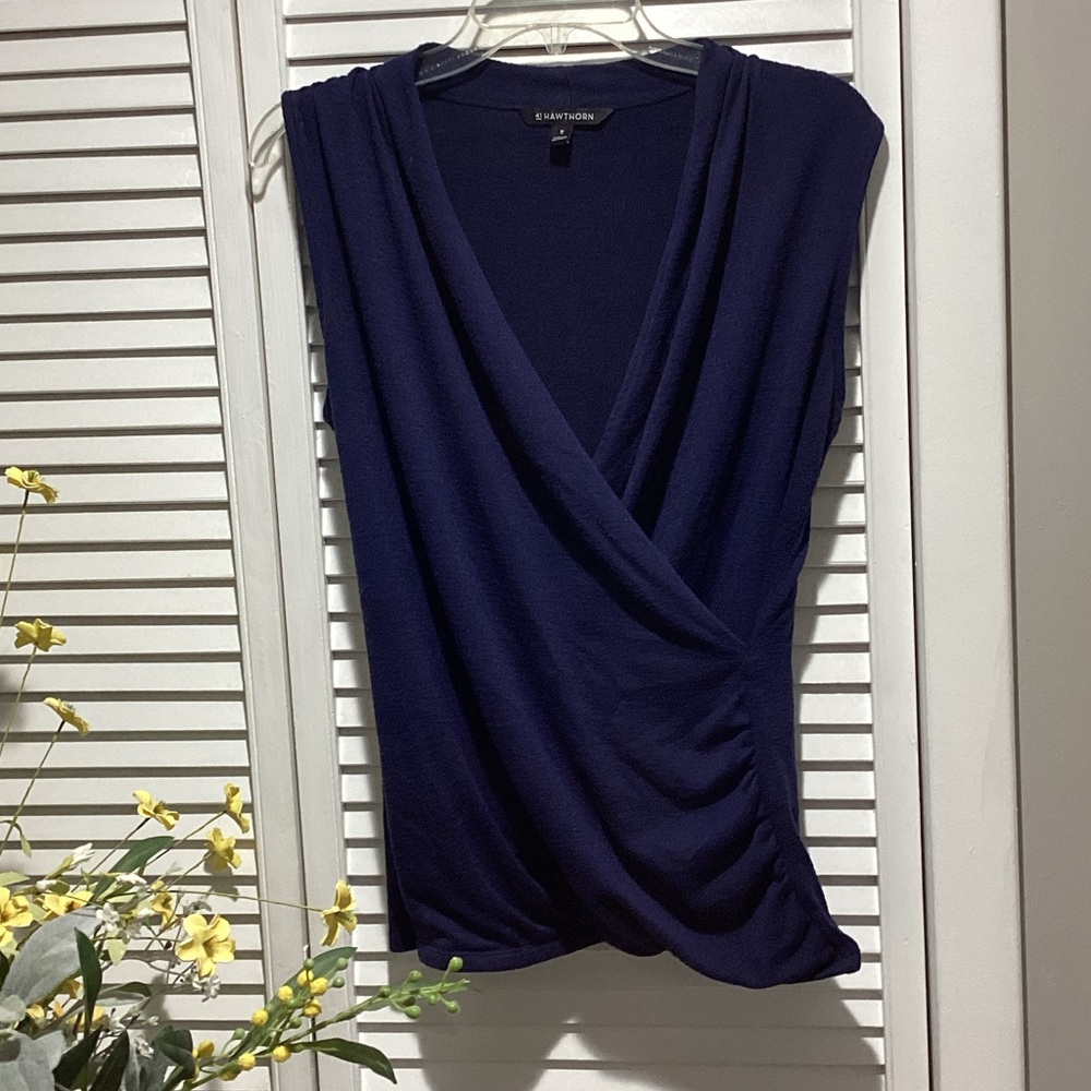 Deep Blue Sleeveless Blouse